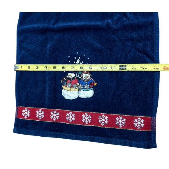 2 VTG Christmas Snowman Hand Towel Embroidered Snowflakes Tree Holiday Decor JCP - Picture 12 of 13